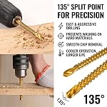 6Pcs Ensemble de Bits de forage en acier à haute vitesse en titane, 3-8mm Accessoires d'outil de puissance Twist Drill Bit Set, en acier à haute vitesse revêtu de titane, ensemble d'outils de travail des métaux à six pièces pour bricolage, Artisans,6Pcs