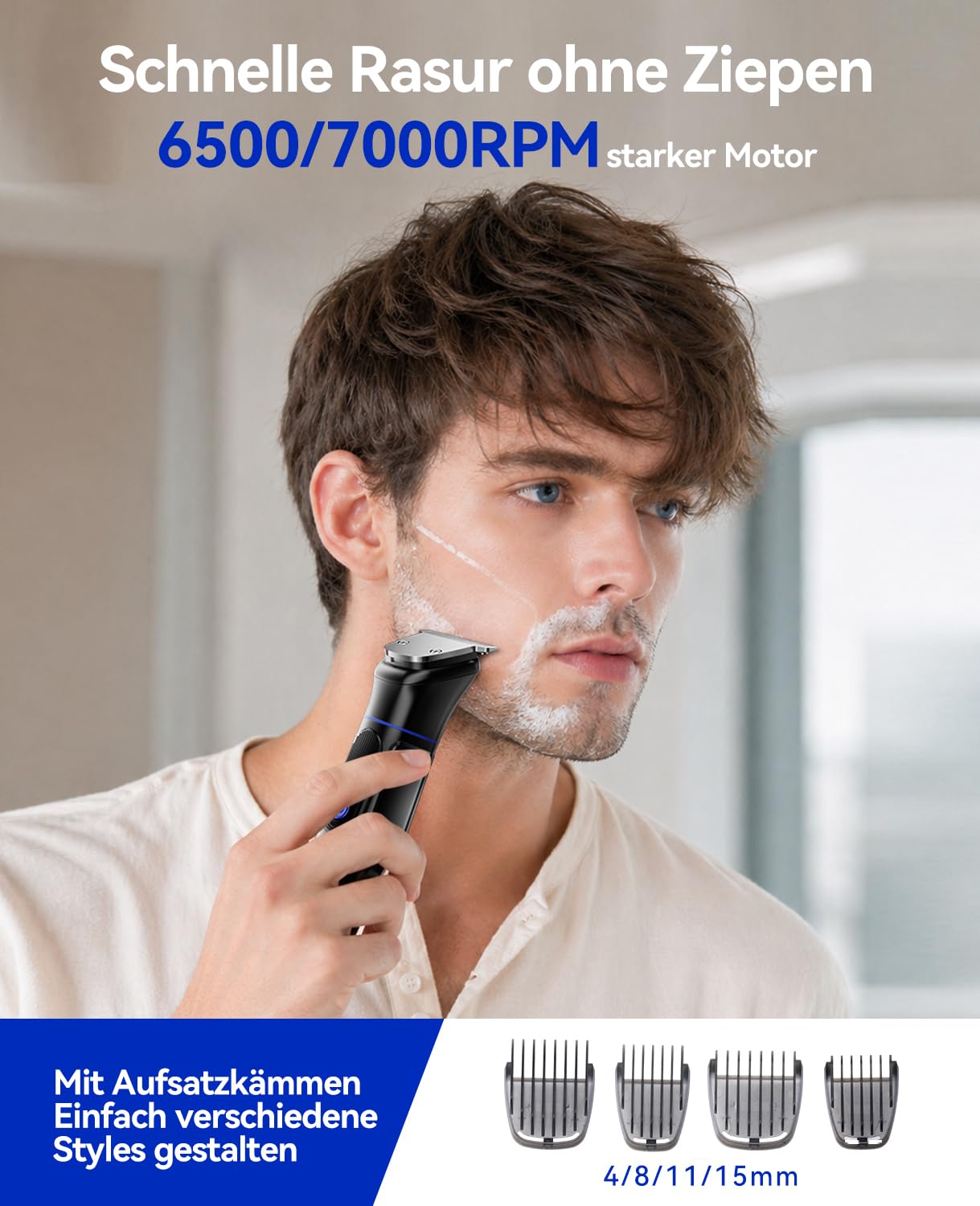 kensen Barttrimmer Herren,18 in 1 Bartschneider Set Wasserdicht | Beard Trimmer Usb-C Elektrisch Haarschneider Magnetischer Körperrasierer All-In-One Gesichtshaartrimmer Aufsatzkamm 3-15mm