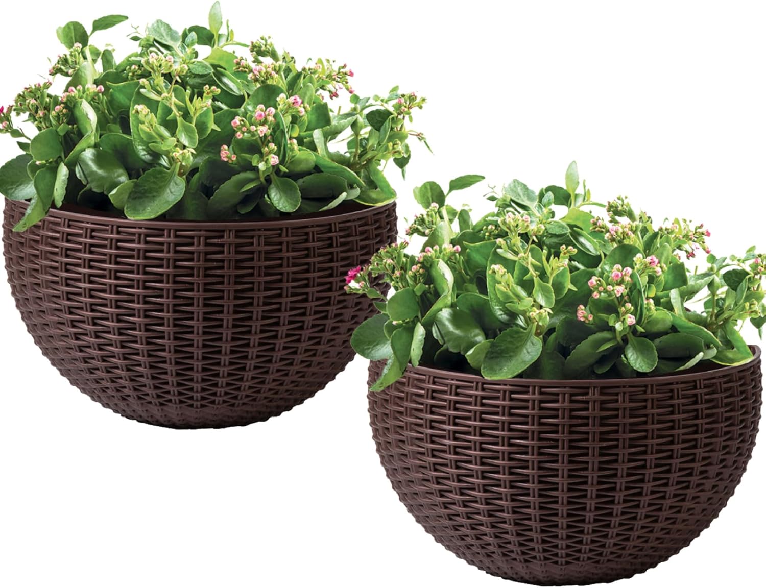 Wall Planter 2PCS Wall Hanging Planter Half Round Fence with Drainage and Hooks Mounted for Balcony Garden Railing Indoor Outdoor Coffee