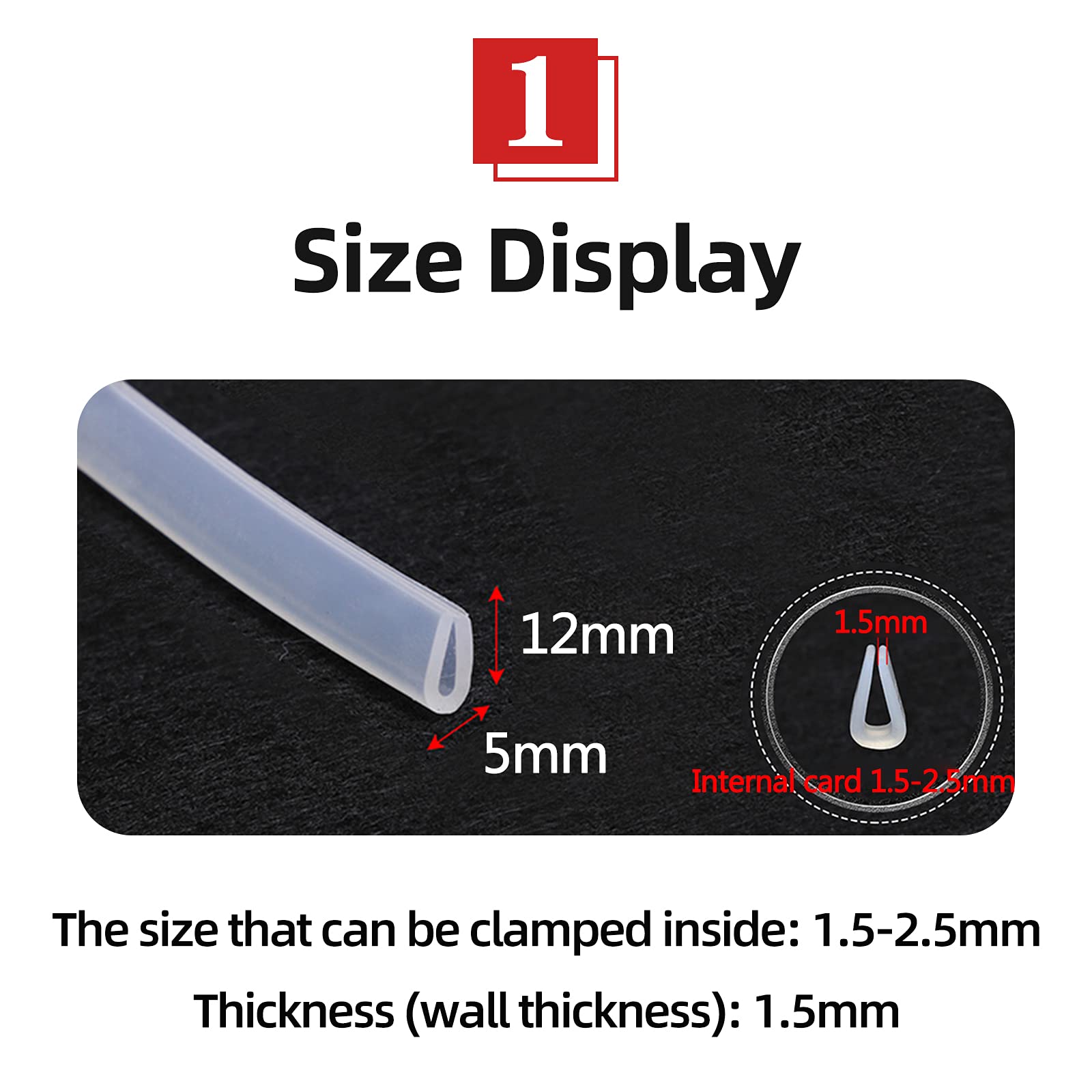 Striscia protettiva per bordi trasparente, in plastica, a forma di U, in silicone a forma di U, guarnizione in gomma trasparente, adatta per lato tavolo, 5 metri di lunghezza, (5 mm x 12