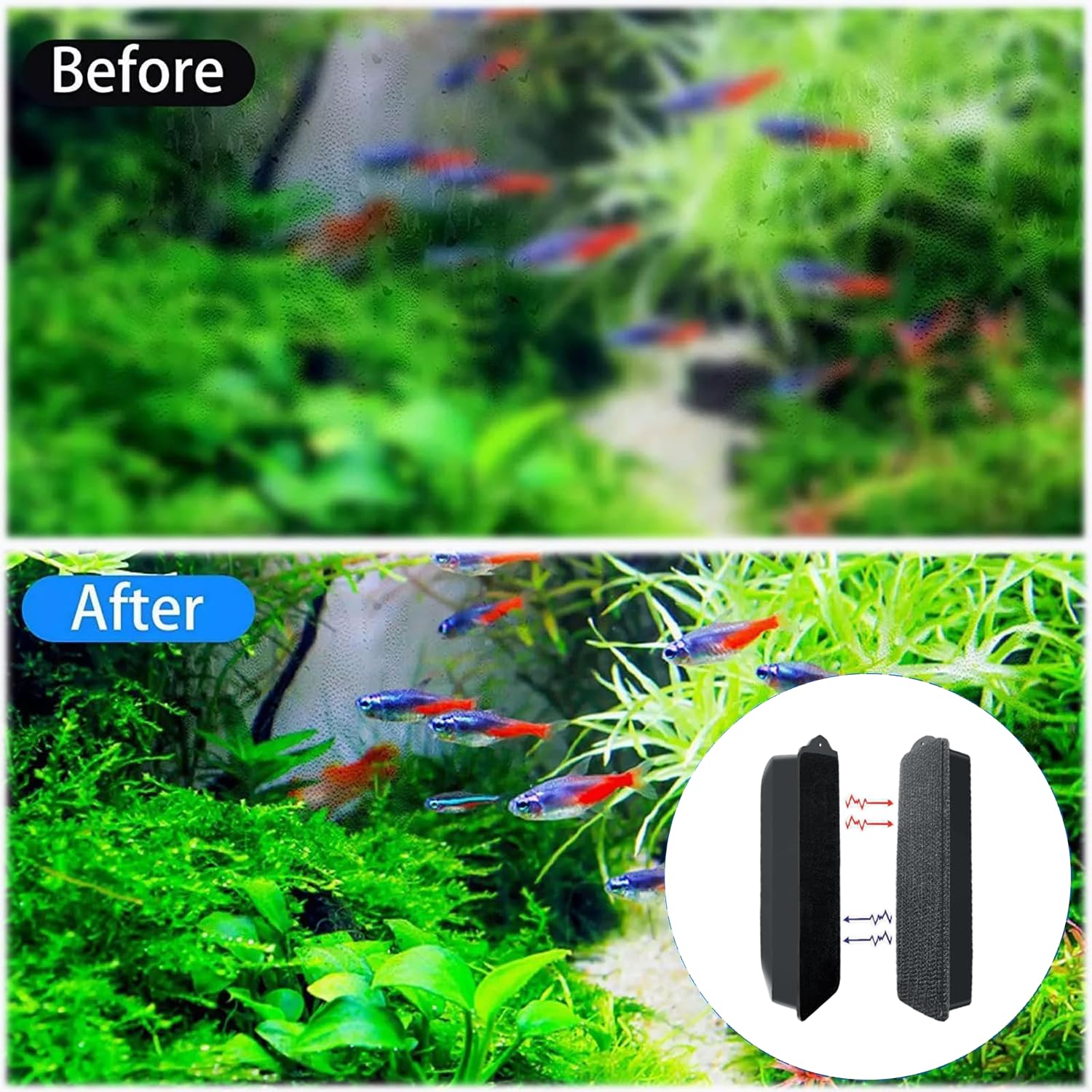 Aquarium Verre Brosse magnétique Forte Nettoyeur de vitre magnétique pour algues Nettoyeur de vitre magnétique pour Aquarium Convient pour Le Nettoyage du Verre d'une épaisseur de ≤10 mm