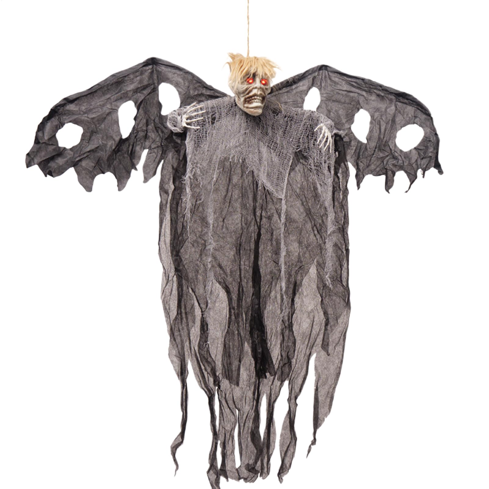 Squelette Halloween suspendu extérieur avec yeux lumineux LED décor maison hantée