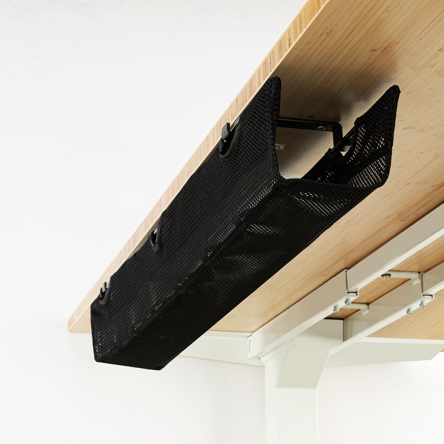 Under Desk Cable Management - Breathable & Fire Retardant Mesh - Flexible Tray - Easy Installation - Adjustable Straps