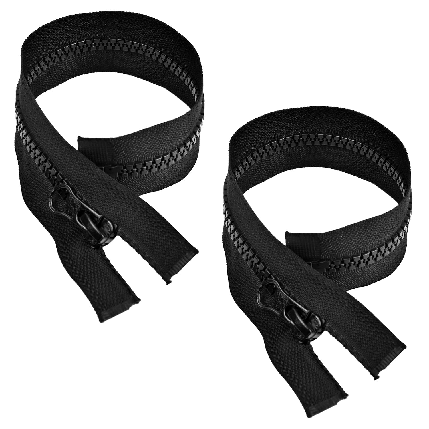 2 Pcs Zips for Sewing 25cm, Black Chunky Zip — image 1