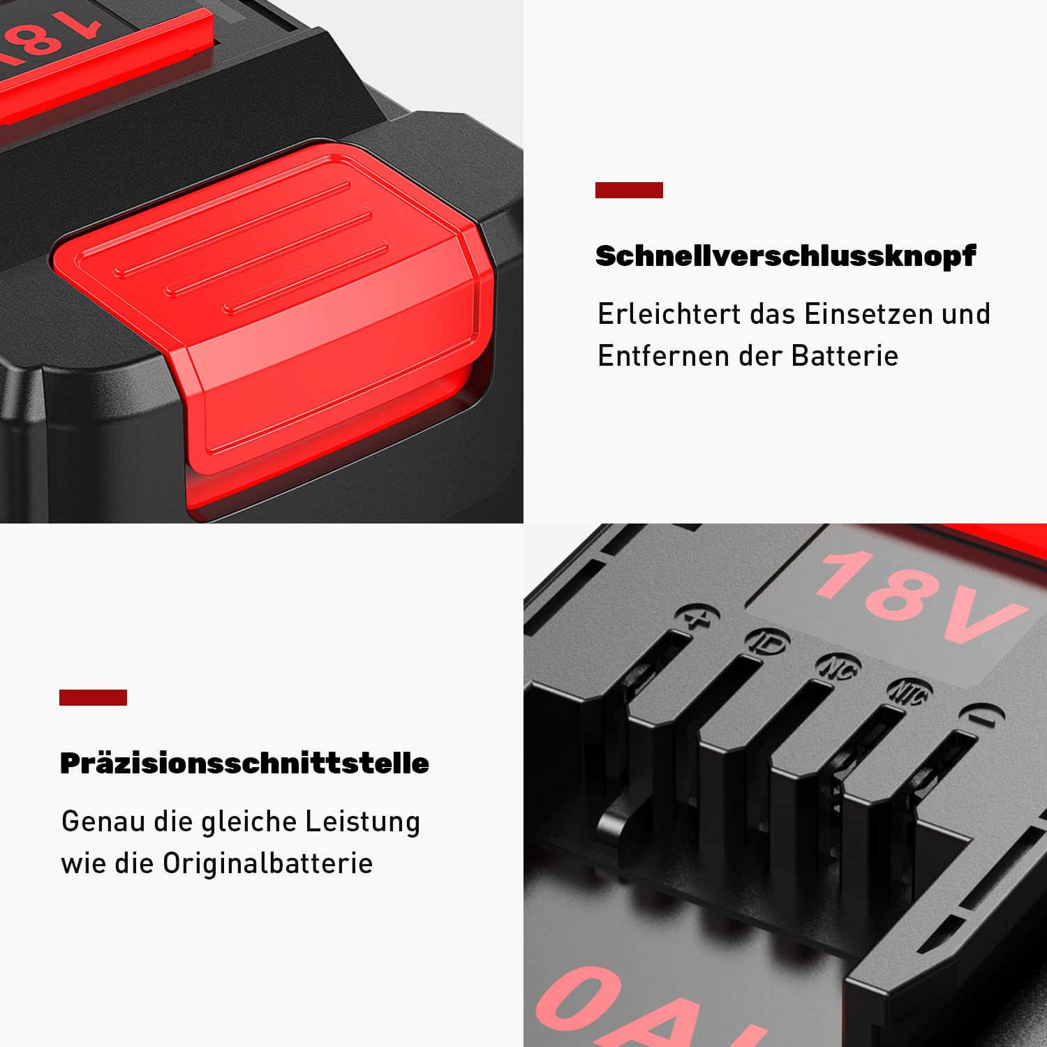 6,0Ah Ersatzakku Kompatibel mit Einhell, 18V 6000mA mit LED-Anzeige Kompatibel mit Allen 18V X-Change Family Werkzeugakkus Geräte(2 Stück)