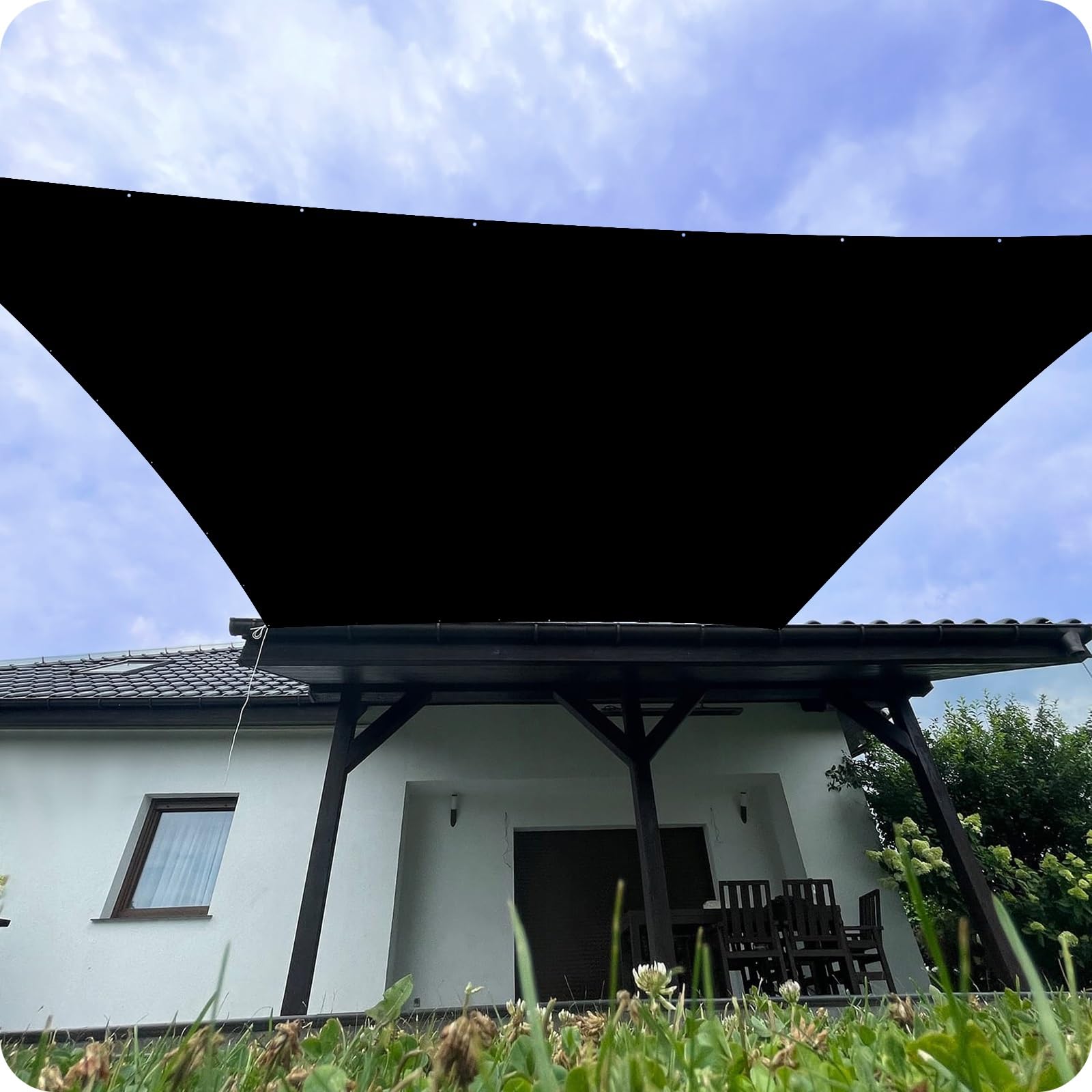 sonnensegel 350 x 350 Wasserdicht Rechtwinklig cm Wasserabweisend, Uv-Schutz Reißfest Maschinenwäsche Outdoor-Sonnenschutznetz für Balkon, Pool Und Garten, Schwarz aizsargcimdi velobraucējiem LOOK LOOK KEO BLADE Farbe:Black ohne Fenster