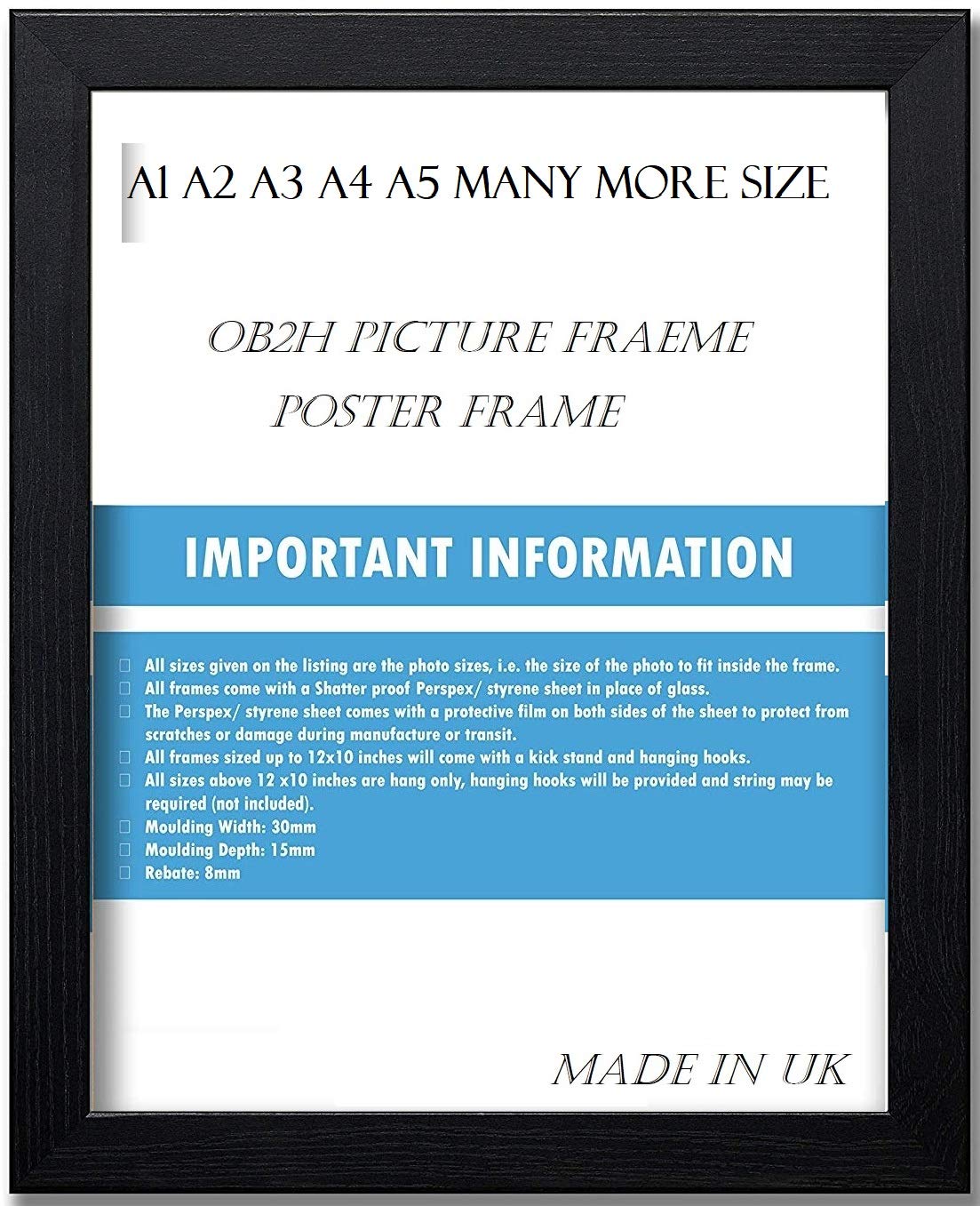 Ob2h Black A1 A2 A3 A4 A5 Oak, Picture,Photo Frames (, A5(210 X 148 Mm))