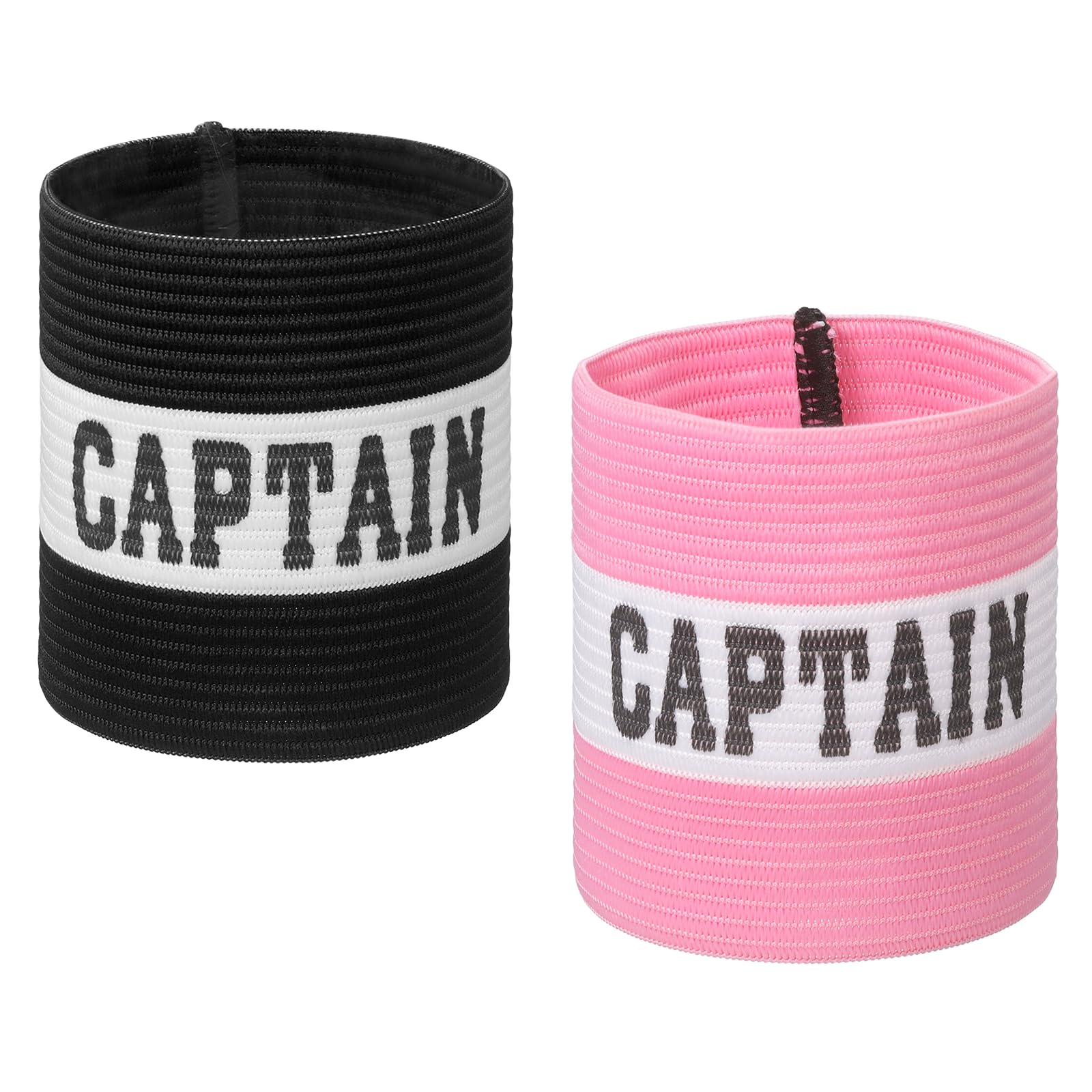YELARXI Captain Armbands, Soccer Captain Armband Elastic Adjustable Leader Band Team Sport Bands, 2Pcs & Black White/Pink & 21cm - Fit for (Adult Youth Football/Basketball/Rugby Training) — image 1