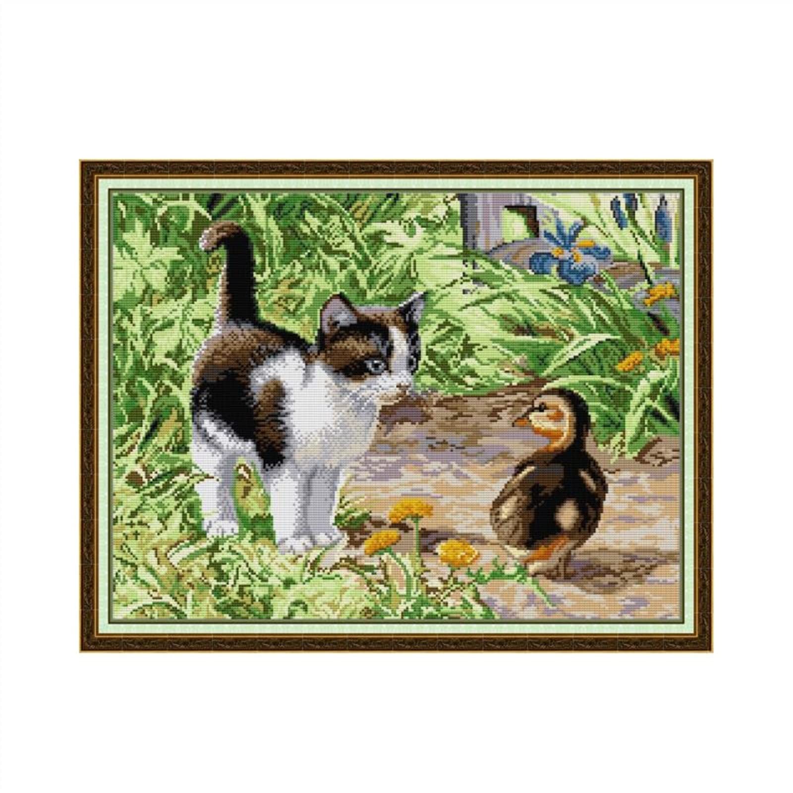 Kit de point de croix chaton couture artisanat et broderie bricolage 14ct