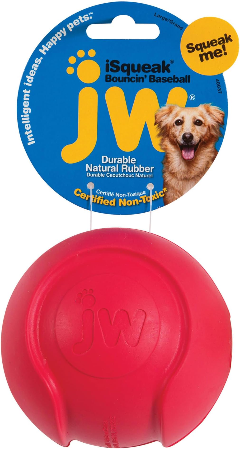 Pet Company iSqueak Bouncin' Baseball Dog Toy, Large (Colors Vary), multi (40037)
