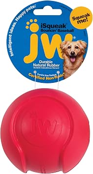 JW Pet Company iSqueak Bouncin Baseball Dog Toy, Large Colors Vary, multi 40037