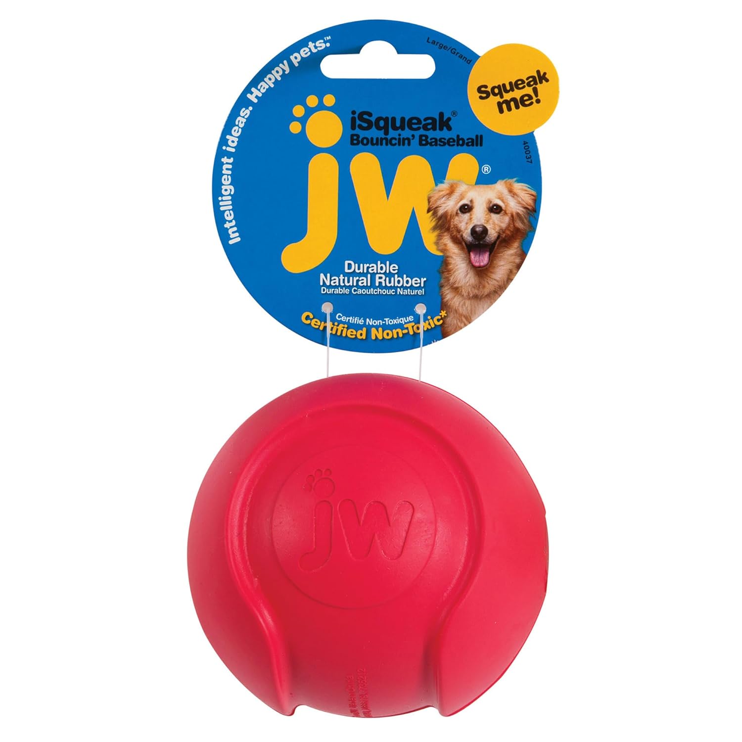JW Pet Company iSqueak Bouncin Baseball Dog Toy Large Colors Vary multi 40037