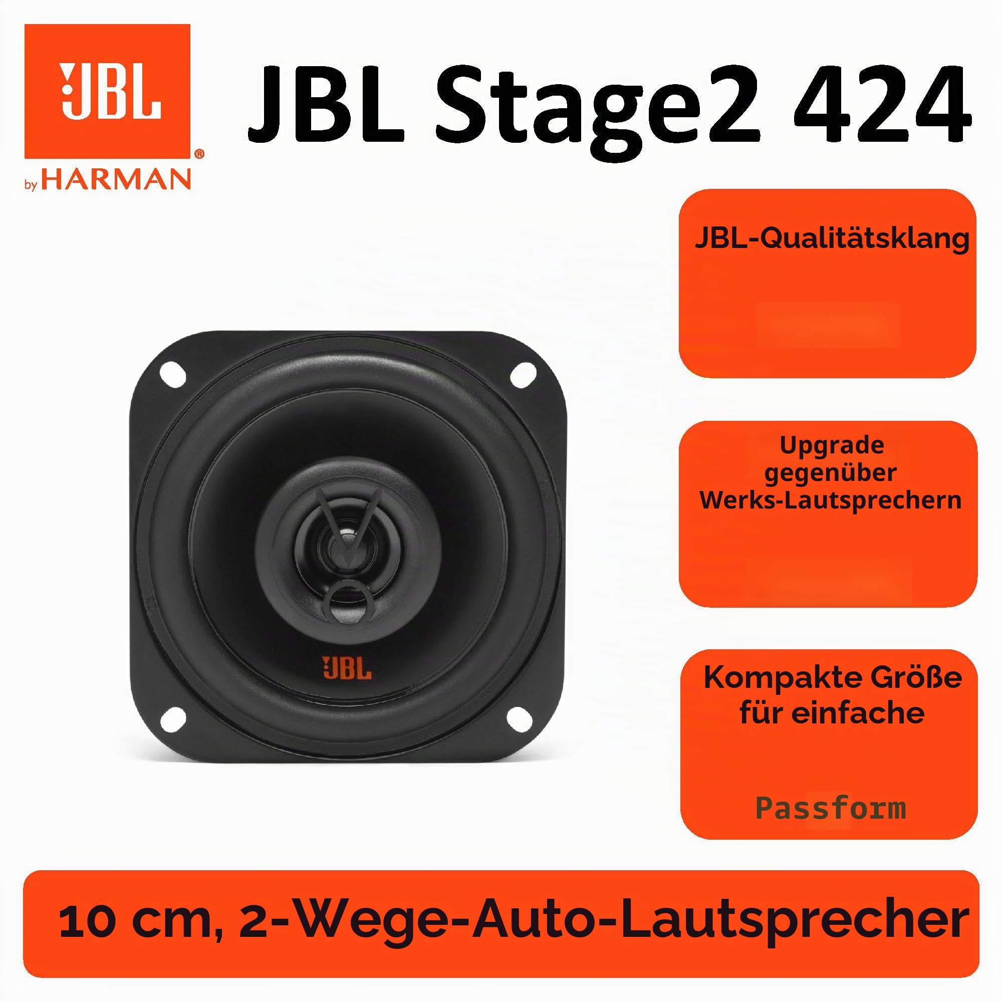 JBL Stage2 424 2-Wege Auto Lautsprecher Set von JBL - 150 Watt KFZ Autolautsprecher Boxen 10 cm