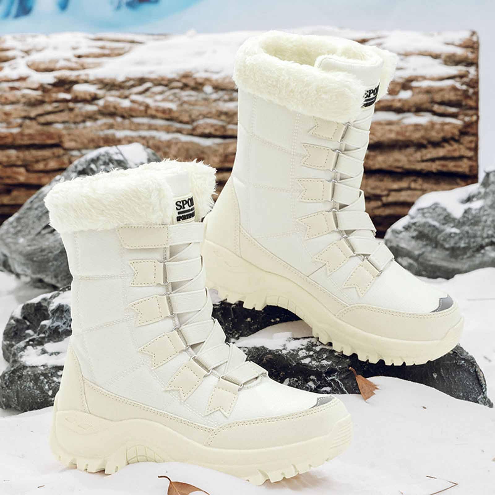 Stivali Grigi Donna Stivaletti Invernali Scarpe Calde Isolati, Termici, Antiscivolo, Comodi, Caldi e Foderati, da Trekking Per Condizioni Nevose.
