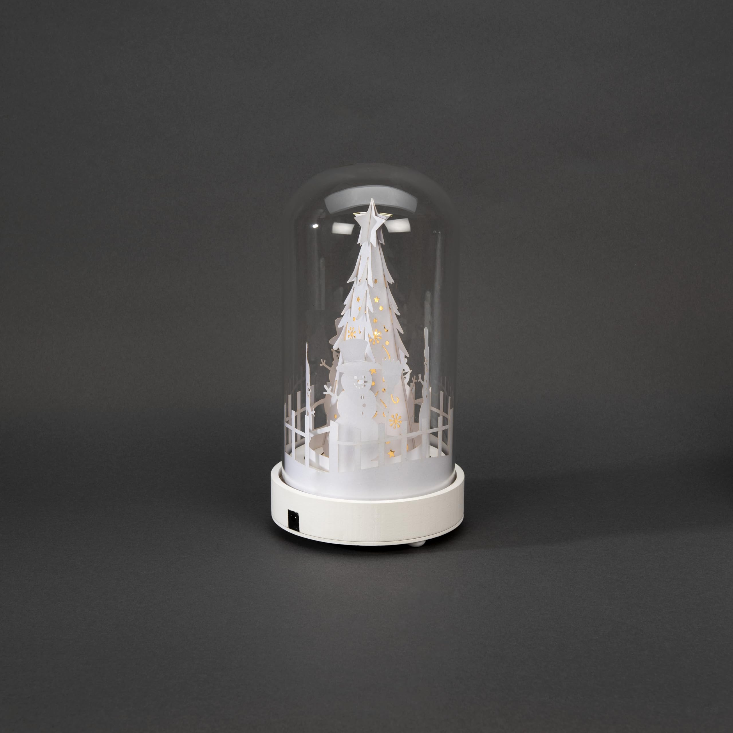 Konstsmide LED Glaslaterne "Weihnachtsmann", rotierend, mit 6h Timer und Musik, 10 warm weiße Dioden, batteriebetrieben, Innen, 0,6W, schwarzes Kabel, 3 x AA 1.5V (exkl.) - 3227-210