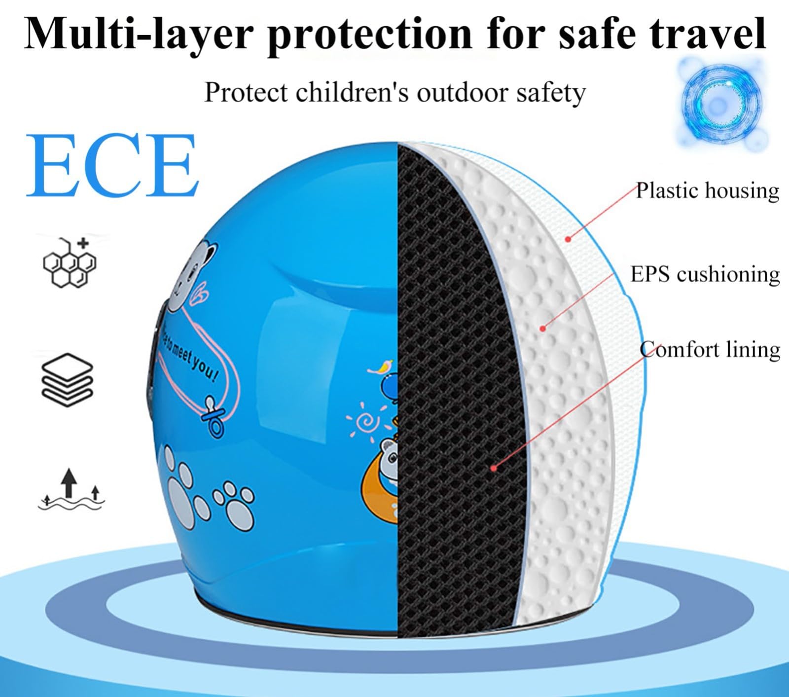 Casco De Moto Abierto para Niños De 4 A 12 Años, Homologado por La ECE, con Visera para Scooter, Cruiser, Patineta Y Bicicleta.
