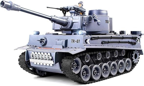 1/18 Scale Remote Control Tank WW2 German Tiger, RC Tank that Shoots BBS, 60 Minutes of Playing Time, Recoil Shooting, Smoke, Sound, LED Lights, Excellent Gift for Kids and Adults Ages 6+.