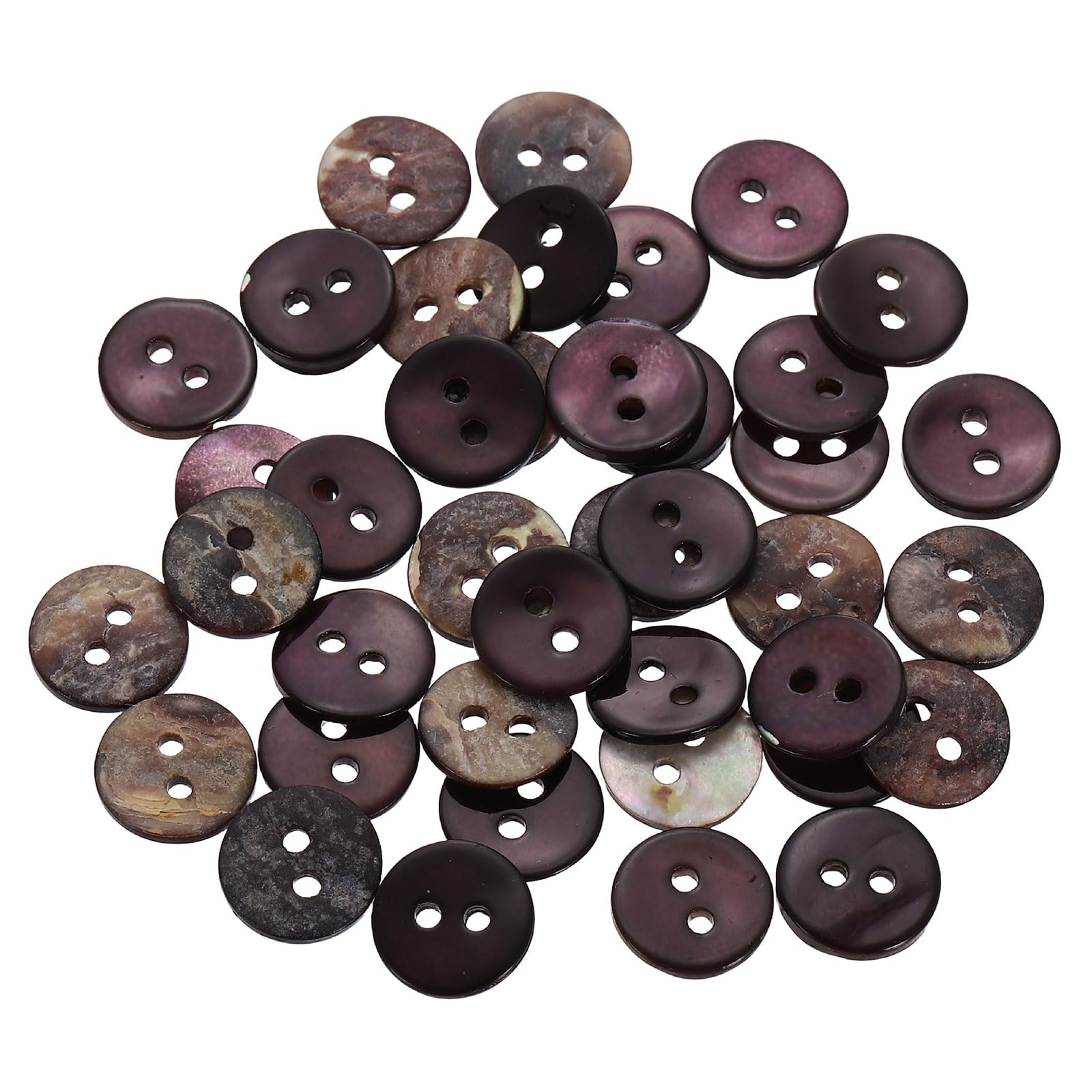 sourcing map 40Pcs Natural Shell Buttons, 10mm 2 Hole Mother of Pearl Blazer Buttons Sewing Craft Shell Discs for Shirt Sewing DIY Crafts Decoration, Purple
