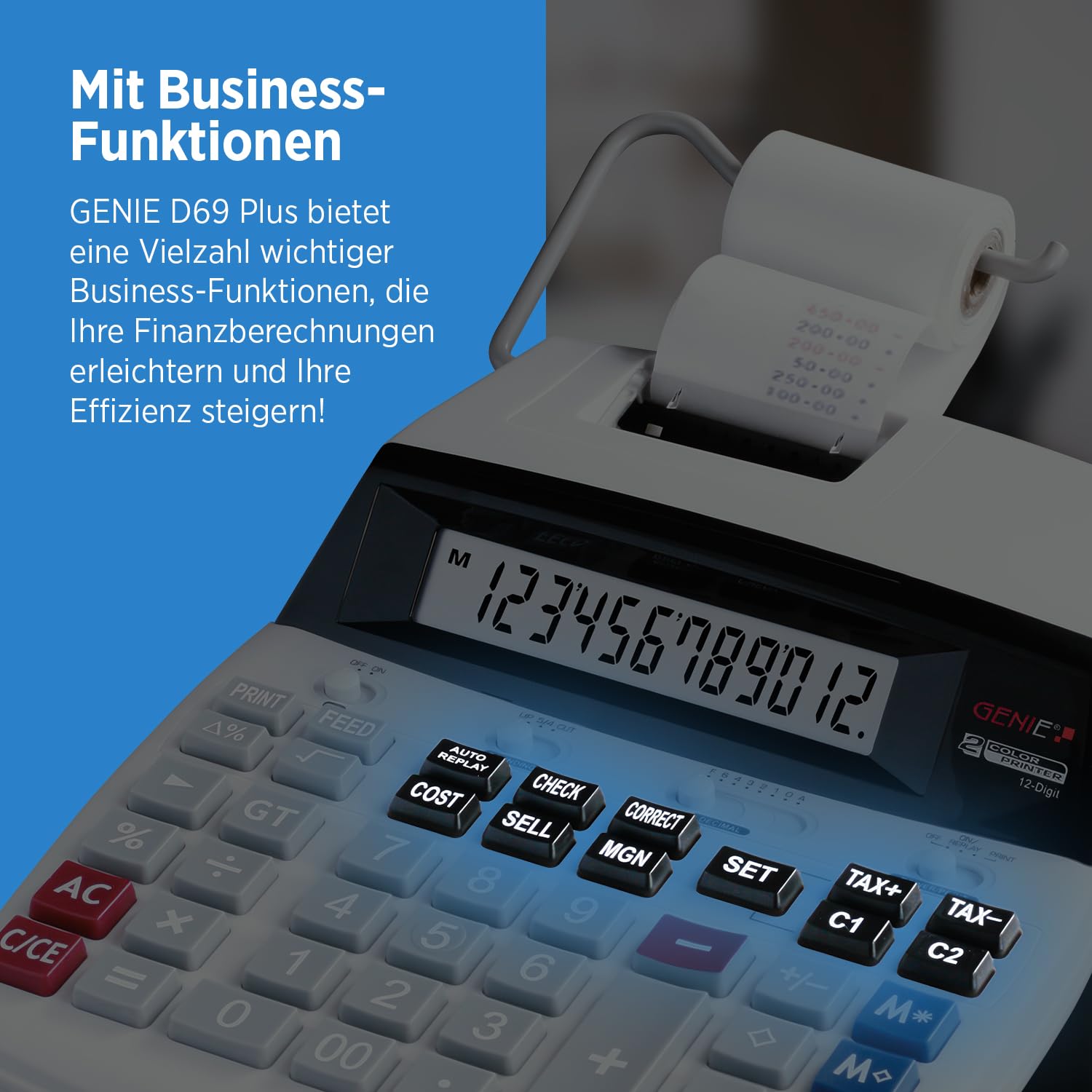 Genie D69 Plus - Calculadora impresora, blanco