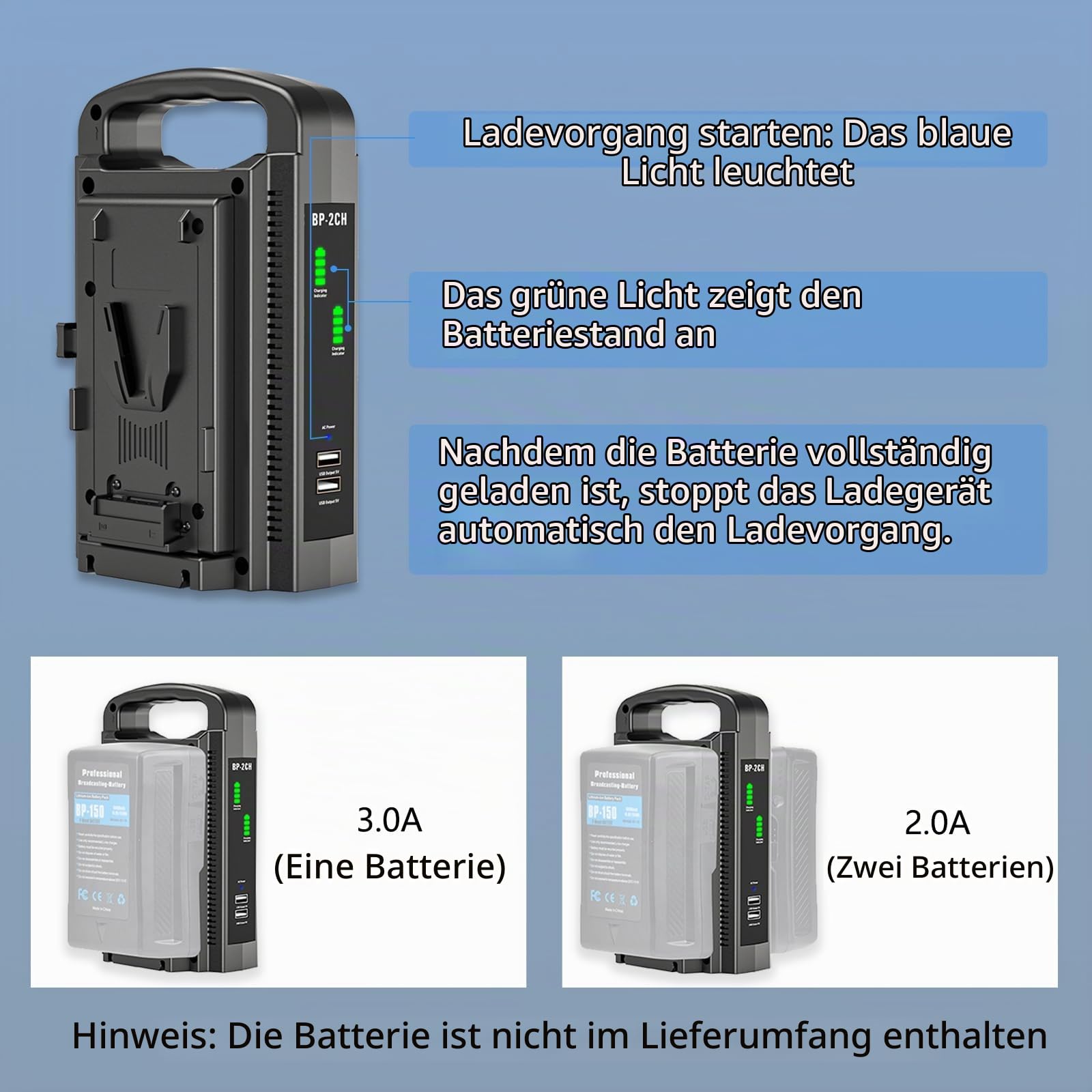 V Mount Akku ladegerät Dual Channel V-Mount V-Lock-Akkuladegerät für Allen V-Mount-Platten (Akku Nicht im Lieferumfang enthalten)