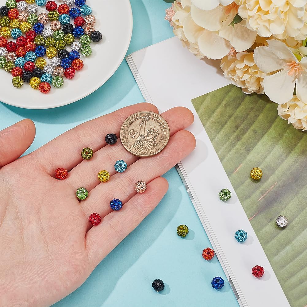 PH PandaHall 100pcs Rhinestones Beads 10 Colors 6mm Polymer Clay Crystal Bead Pave Disco Ball Bead Sparkle Diamond Beads for Jewelry Making Necklace Bracelet Keychain - Image 3