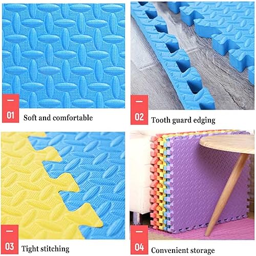 Miniatura 6 de JLCP Tapete de juego de espuma para bebé, 11.8 x 11.8 pulgadas, tapete de juego de espuma para niños, antideslizante, impermeable, entrelazado,