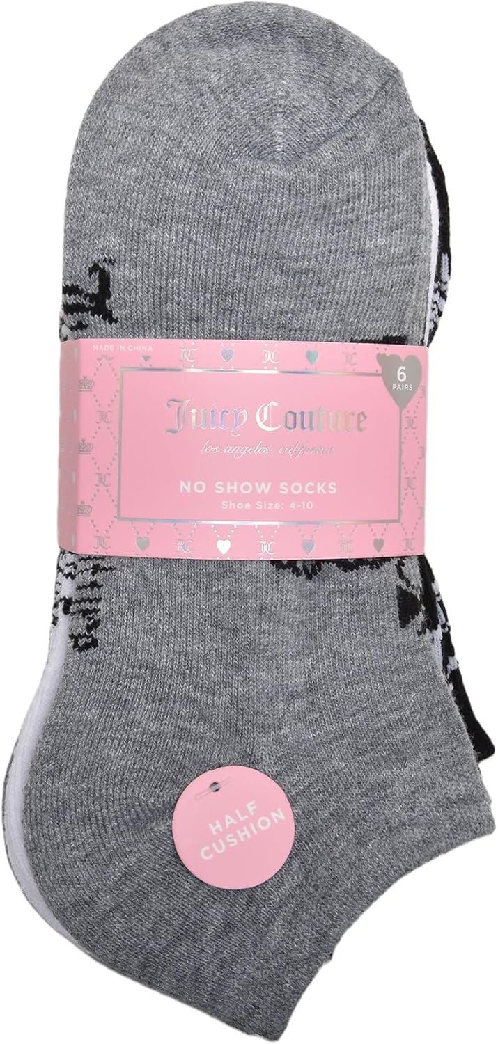 Juicy Couture mens 6 Pack Juicy Couture Shortie Crew No Show Socks