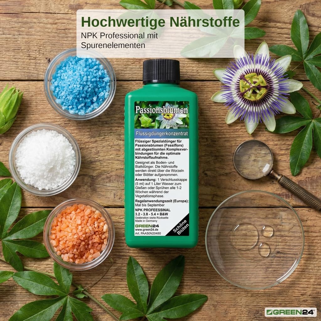 GREEN24 Passionsblumen Dnger PROFI LINIE  250ml Flssigdnger fr  Passiflora, fr krftige Blten & sattes Grn, NPK Spezialdnger,  Konzentrat : Amazon.de: Garten