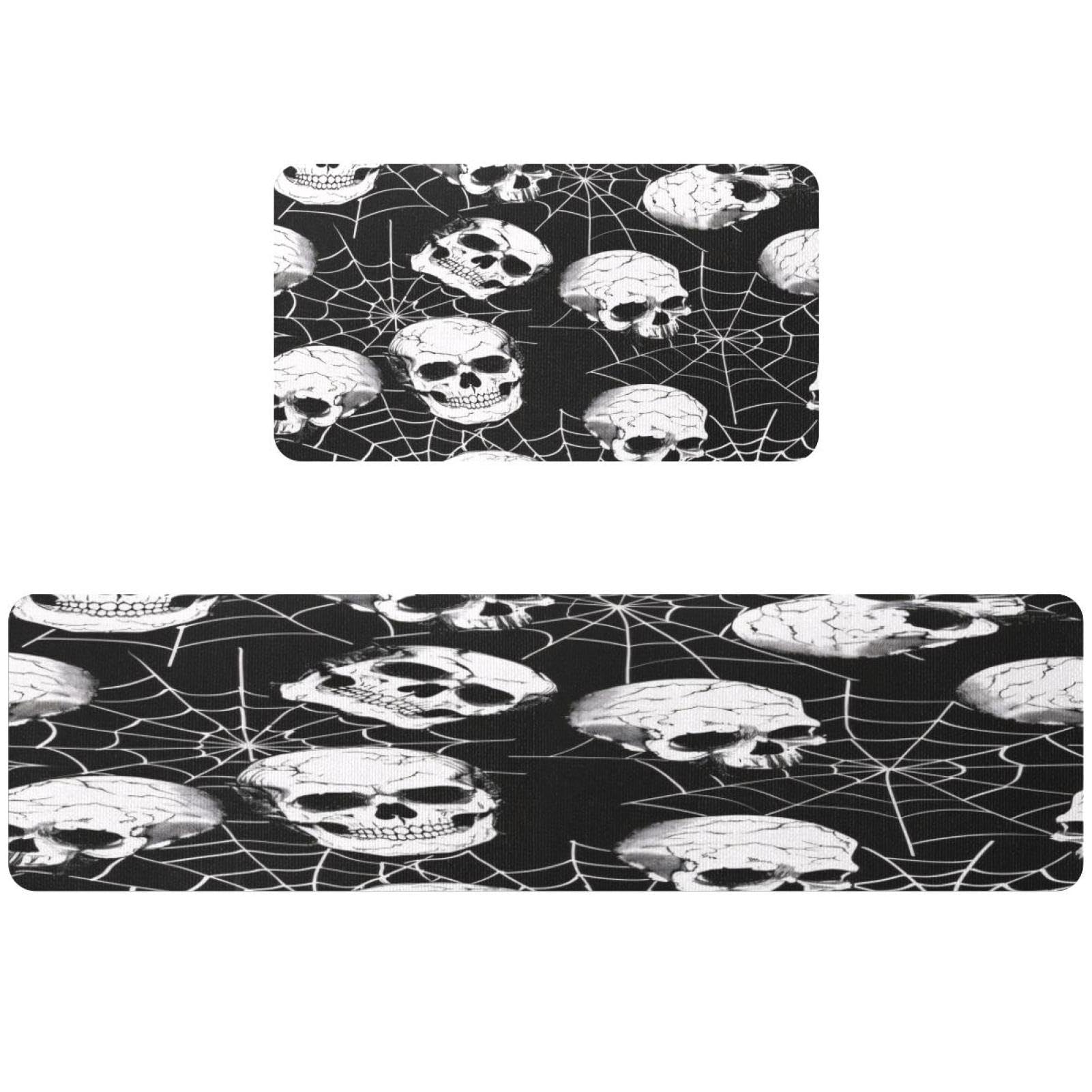 Tapis de cuisine antidérapant lavable pour éviter les glissades motif crâne