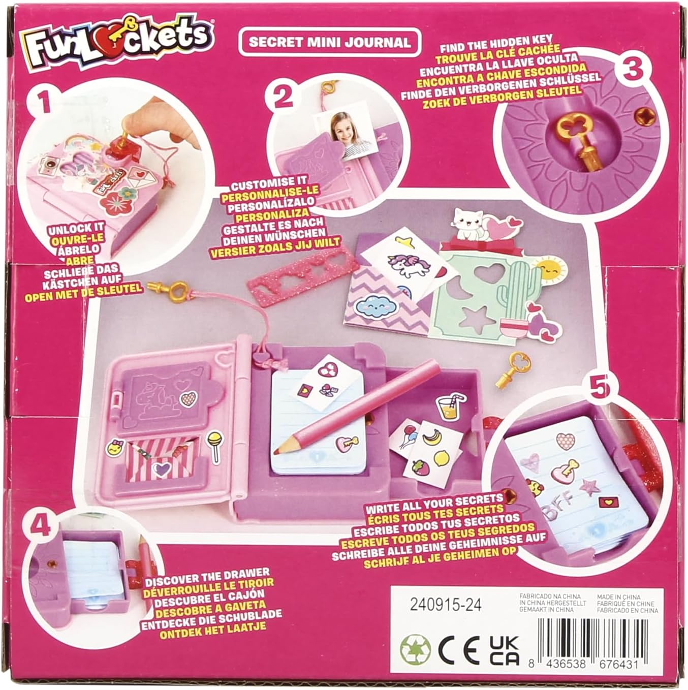 My Mini Secret Journal - Personalisable Personal - Find Keys & Discover Mysteries; More than 15 Surprises Inside! Creative Toy for Children, Stationery, Girls, from 6 Years Old