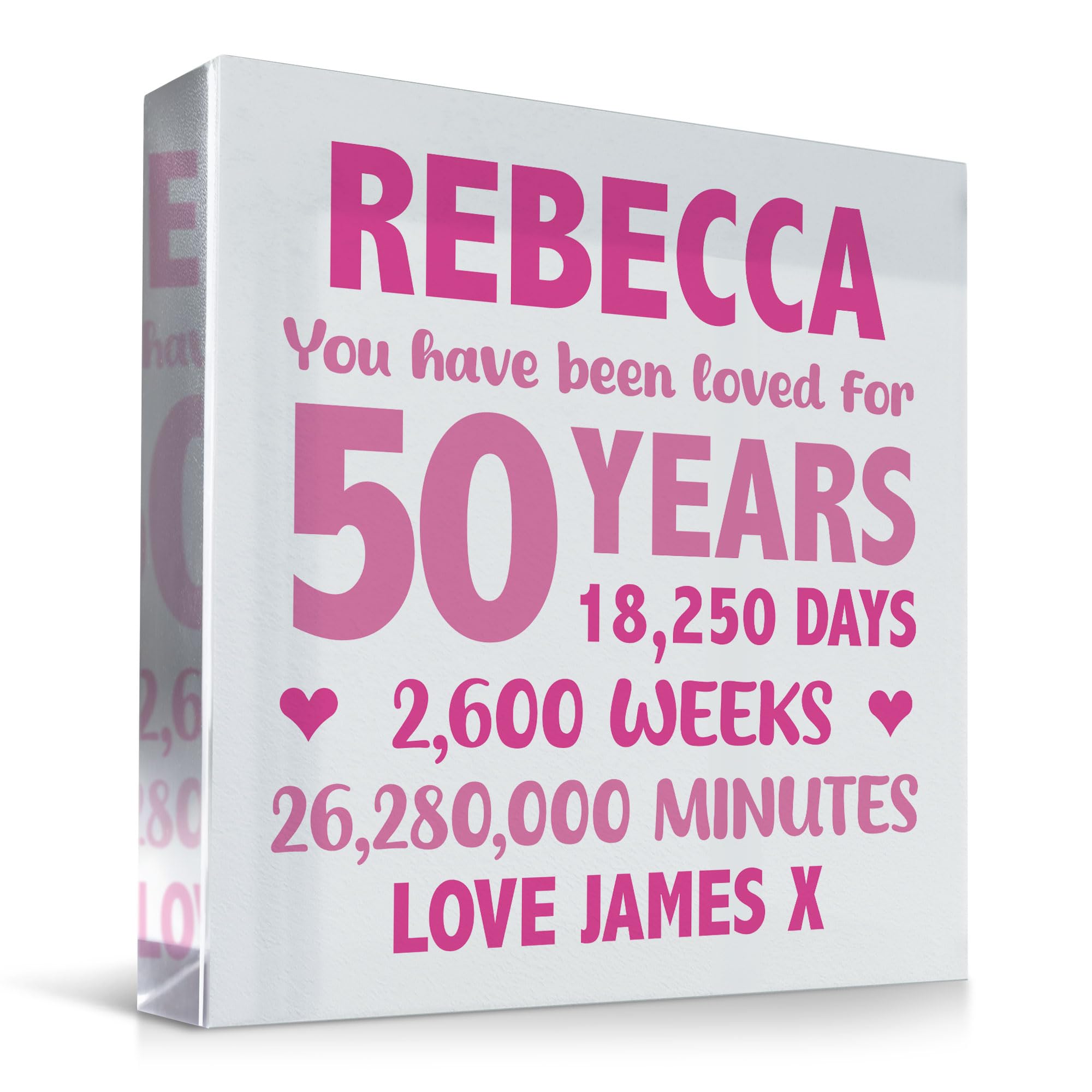 PERSONALISED 13th 16th 18th 21st 30th 40th 50th 60th 70th Birthday Gifts For Girls Her Women Standing Plaque Mum Daughter Auntie Sister Nan Gift Keepsake (50th Birthday)