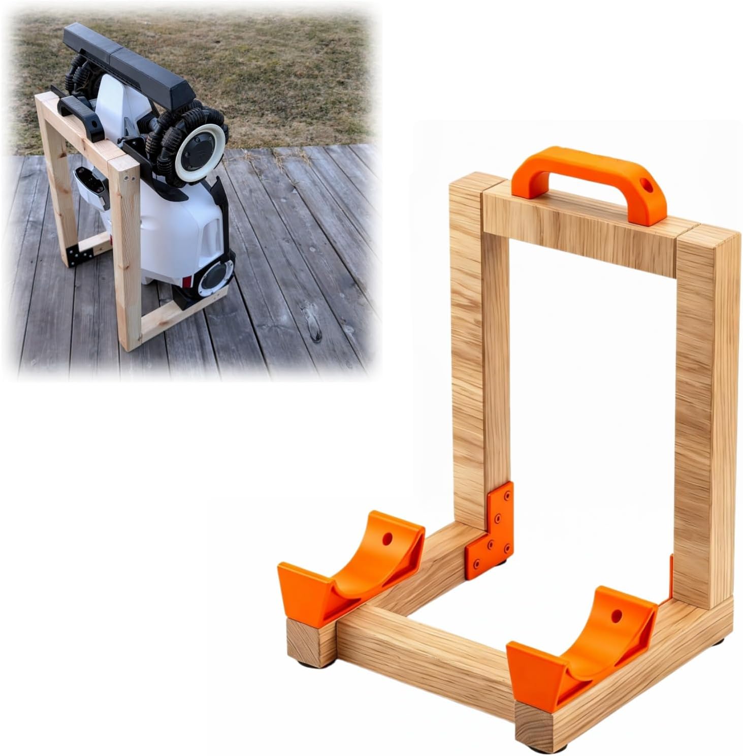 Service Stand compatible with Mammotion Luba Lawn Mower – Heavy-Duty Maintenance Lift with Easy Undercarriage Access for Blade Replacement & Cleaning – DIY Assembly (Lumber Not Included) (Orange)