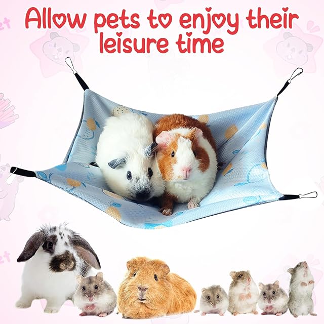 Foto 4 de 7 de Ferizzia 2 Piezas Hamaca para Cobayas, Cama Colgante de Verano de Doble Capa, Accesorios Hamster