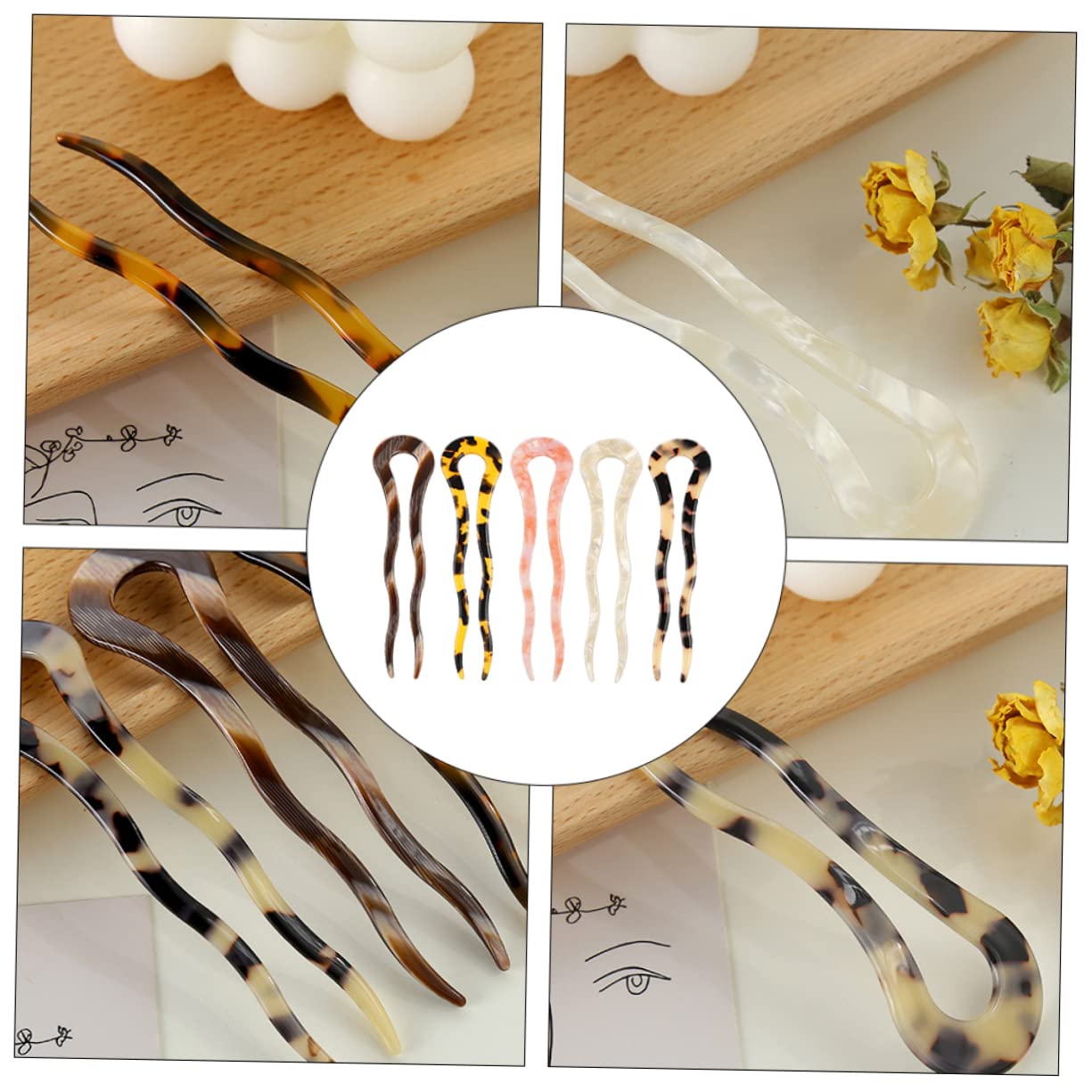 Beavorty 15stücke Vintage Haarspangen Damen U-förmige Haarnadeln Aus Acetat Elegante Haaraccessoires Für Wellenfrisuren Für Partys Feste Und Alltag