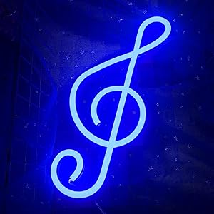 Music Note Neon Sign for Wall Decor, Cisteen Led Neon Light Wall Sign Hanging Art Light Children Light for Kids' Bedroom, Baby Nursery Room, Party, Christmas (USB Charging/Battery Powered) (Blue)