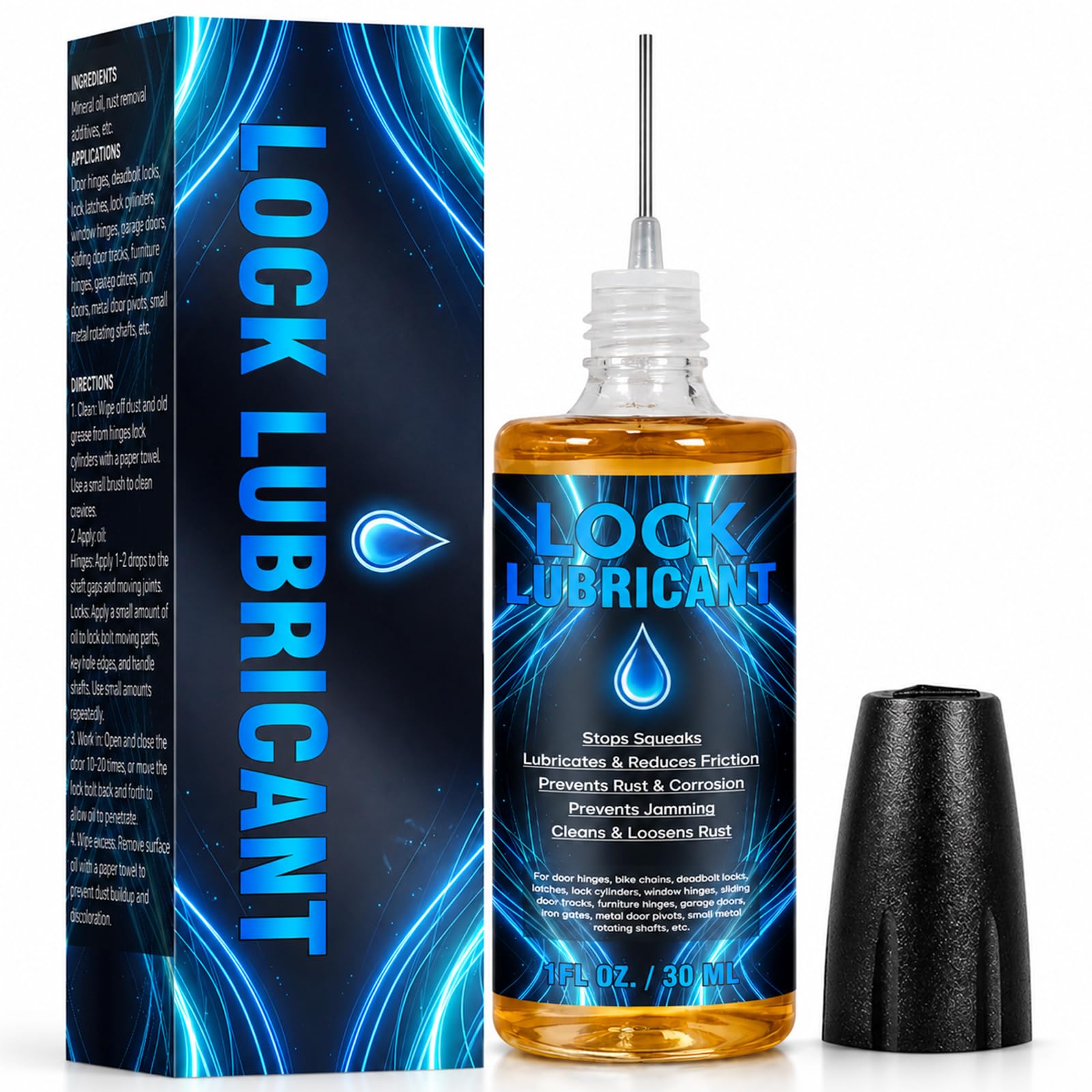 Lock Lubricant Hinge Oil 30ML, Door Oil for Squeaky Hinges, Rust Prevention & Smooth Hardware Maintenance, Suitable for Hinges, Latch Bolts, Lock Cylinders, Metal Door Spindles and Bicycle Chains