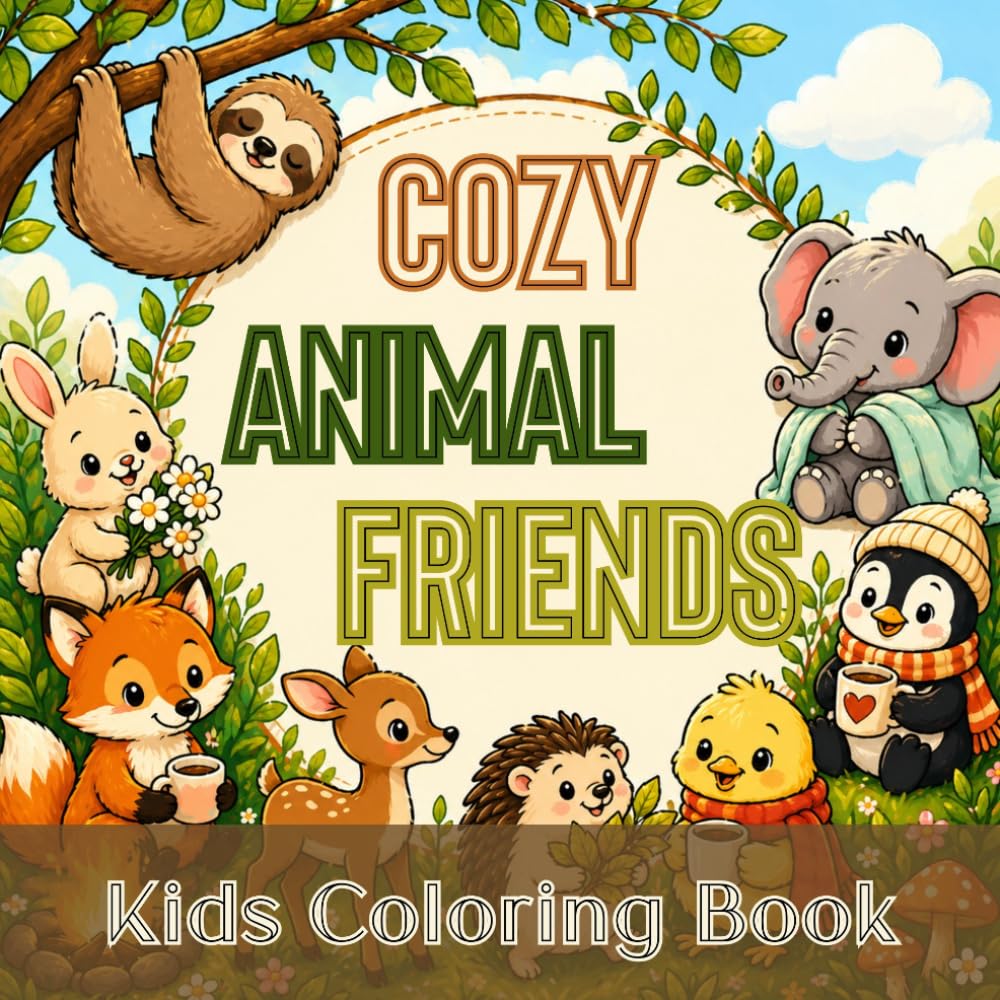 Cozy Animal Friends Kids Coloring Book: Sweet, Simple & Fun Animal Designs for Stress-Free Coloring (Ages 3–8)