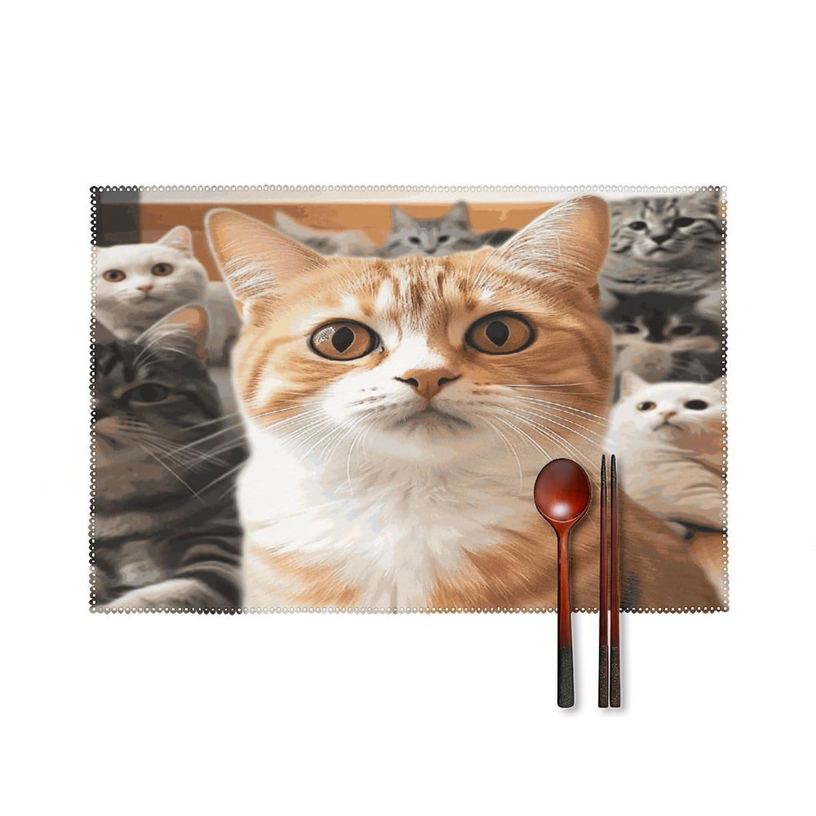 Fekiloot Style Funny Pet Cat Placemats Set Of 6,Table Mat
