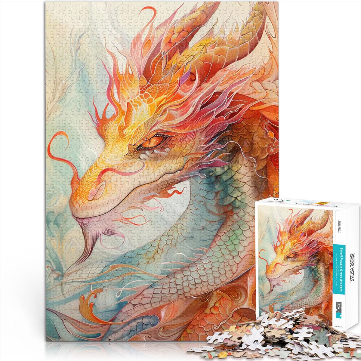 2000 Piece Jigsaw Puzzle for Adults Red Dragon Legendary Herausforderndes Spiel einzigartiges Herausforderungsspiel70x100cm