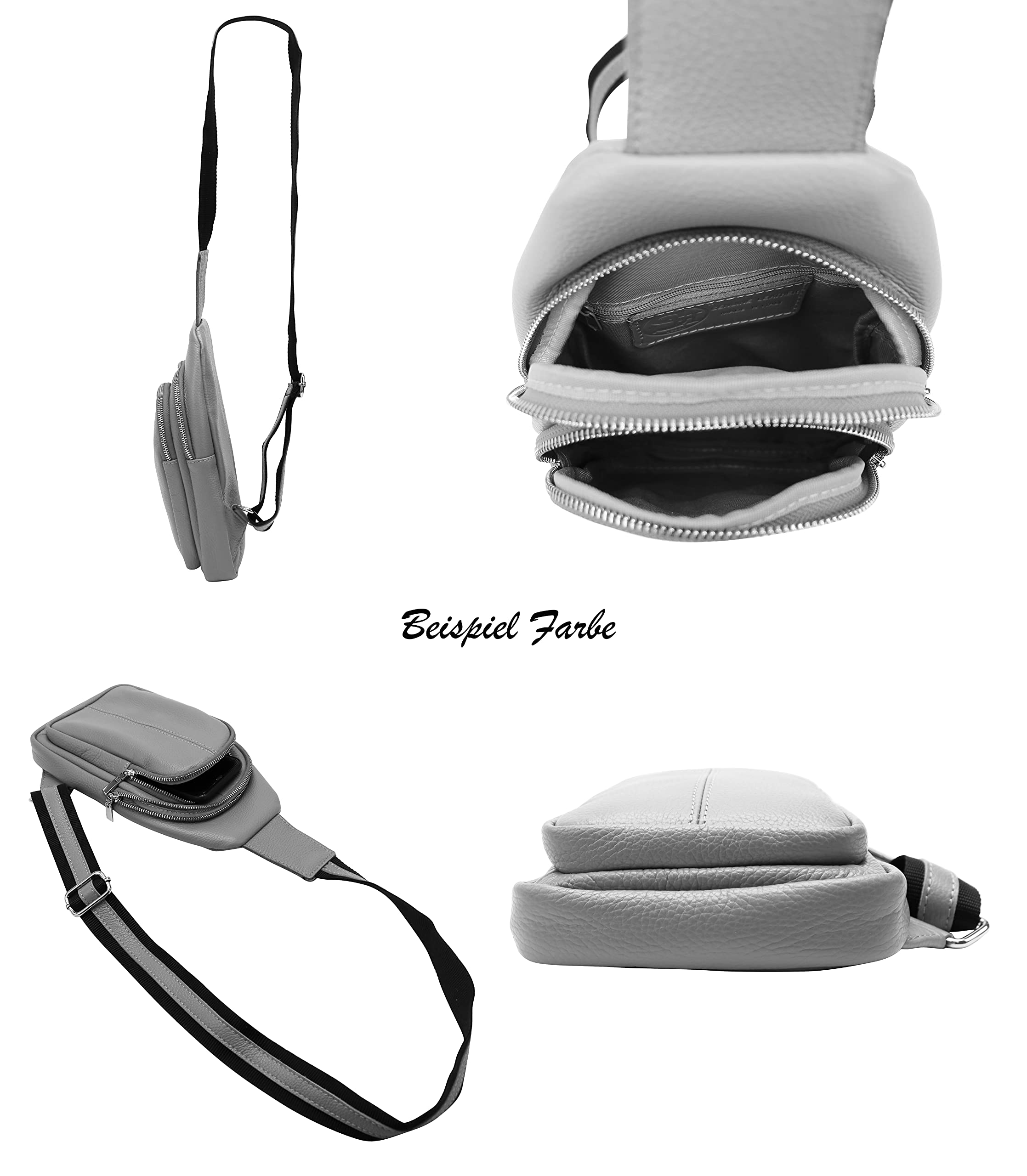 SH Leder Prawdziwa skóra damska unisex torba na piersi na festiwal, podróż, średniej wielkości, torebka na biodra, torba crossbody, damska skórzana torba 16 x 29 cm, Anita G545, brąz, m