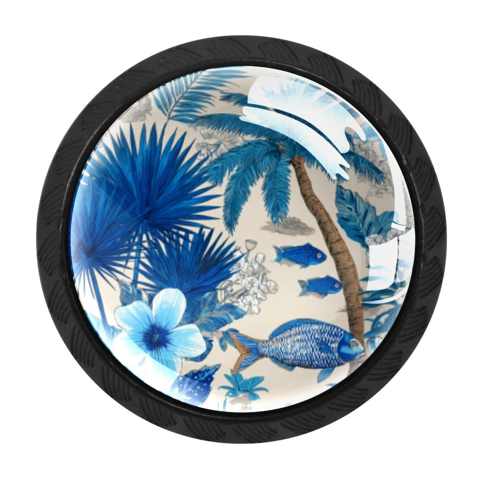 CHENZZZZ 4 Pieces Kitchen Cabinet Knobs Abstract Flowers Palm Trees (3) Drawer Knobs Dresser Knobs Drawer Pulls Door Knobs Dresser Drawer Handles Knobs for Dresser Drawers