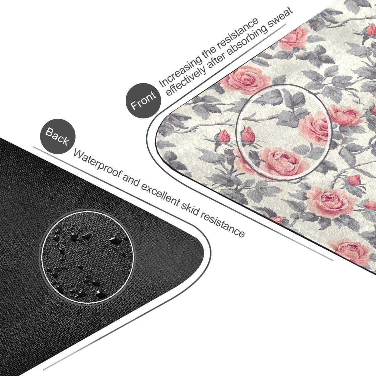 ALAZA Vintage Rose Seamless Yoga Mat Non Slip Fitness Exercise Mat, Workout Mat for Yoga, Pilates and Floor Exercises