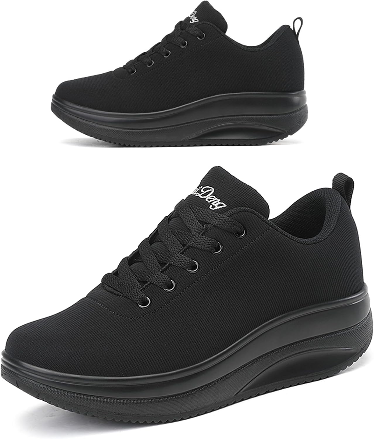 RUIDENG Walking Shoes for Women Air Cushion Nurse Slip Resistant Work Running Sneakers Platform Sneakers Comfortable Rocker Thick-Soled Weight Light