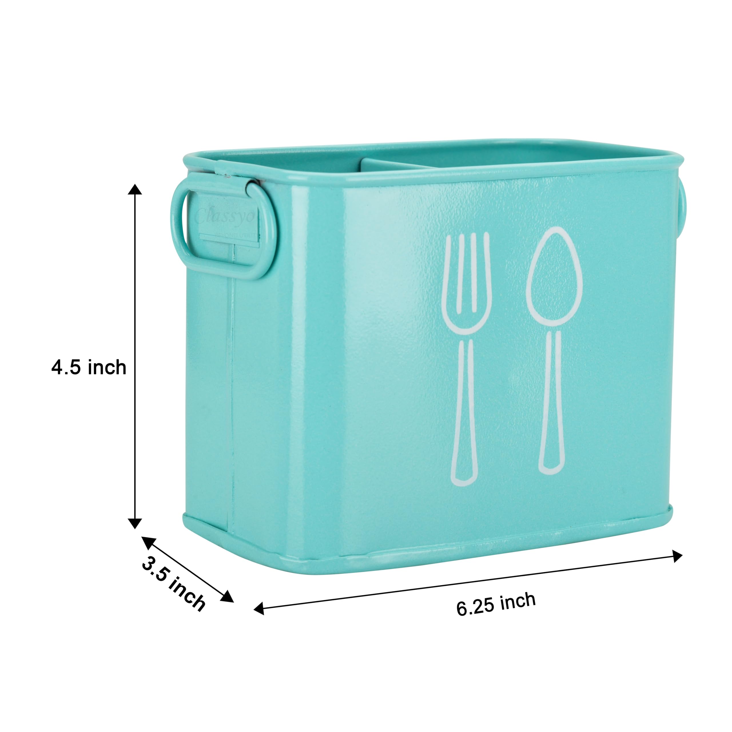 Classyo Cutlery Holder & Spoon Stand For Kitchen & Dining Table - Aqua Steel Caddy, 4 Pieces, Glossy Finish 2