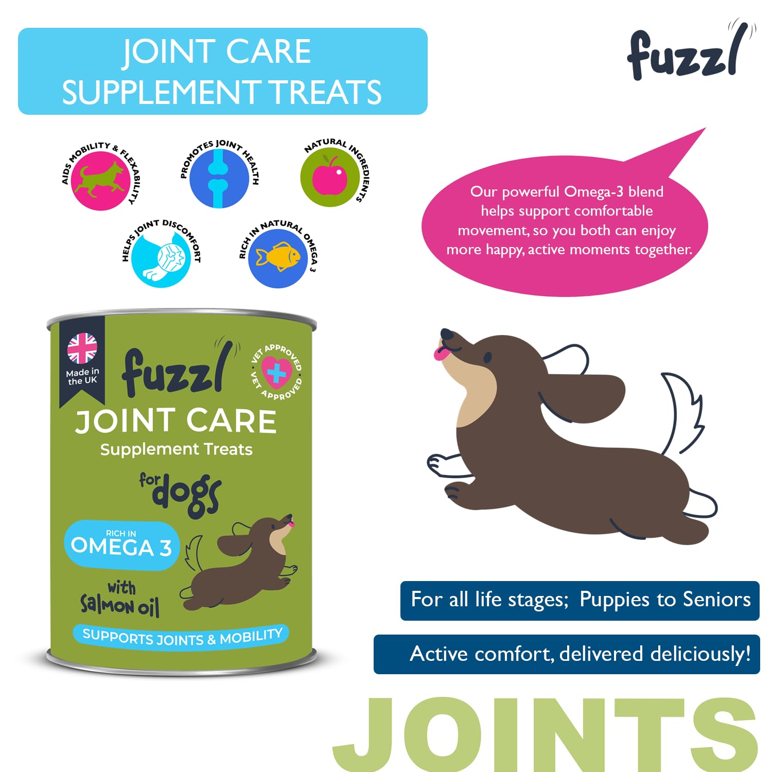 Fuzzl Joint Care Supplement Chews Max Strength, Hip and Joint Aid with Glucosamine for All Dogs including Senior Dogs - Image 3
