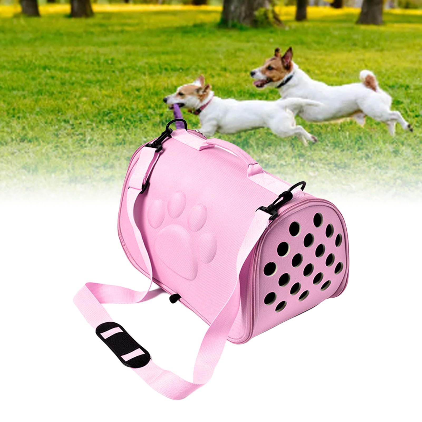 Trasportino per Animali Domestici, Borsa da Viaggio a Tracolla Morbida Traspirante in EVA Pieghevole Leggera con Tracolla, Ampio Spazio per Cani e Gatti (L Massimo 7,5 kg)