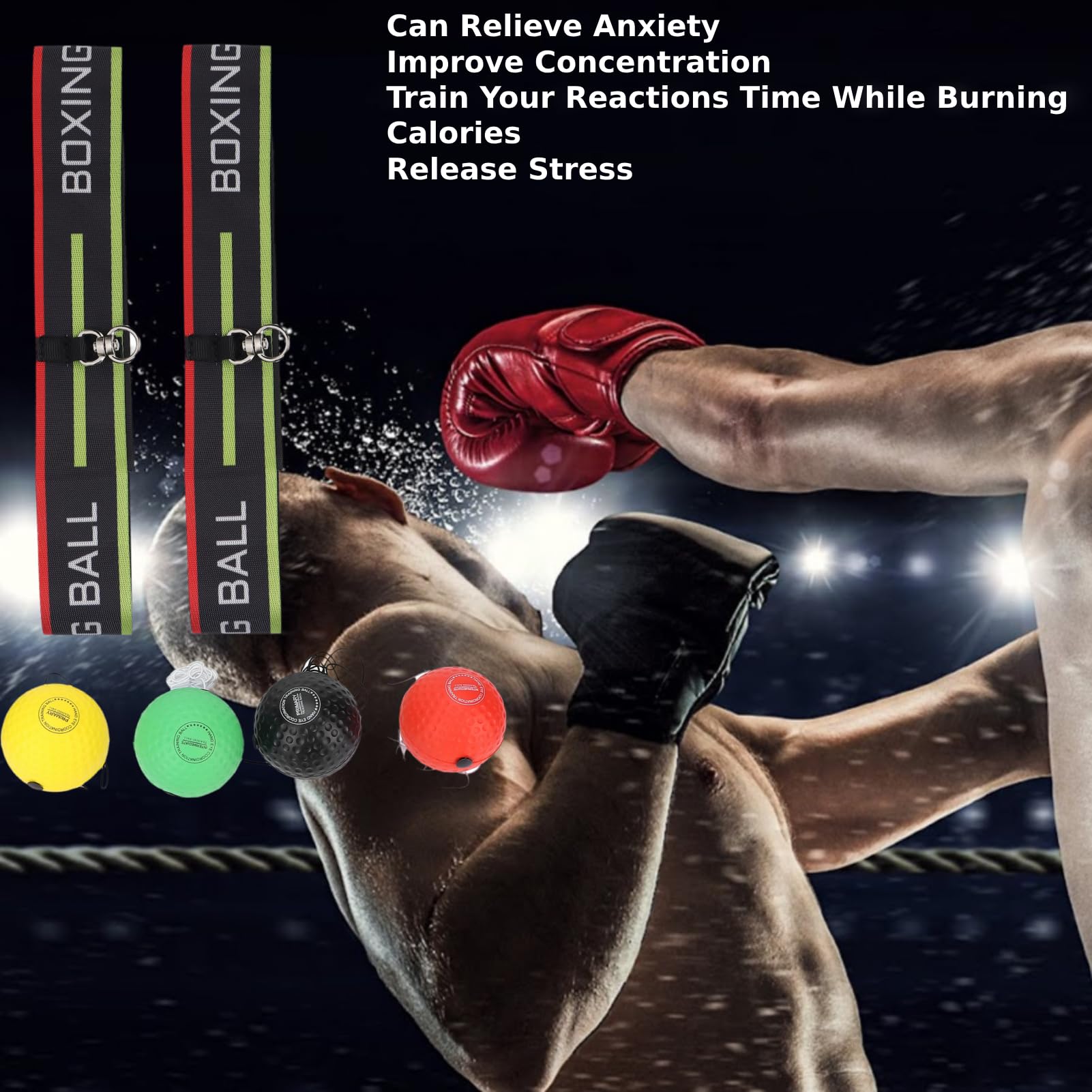 Balle Réflexe De Boxe DEEDPF – Avec Bandeau Réglable, Légère Et Sûre, Pour Réflexes Et Coordination