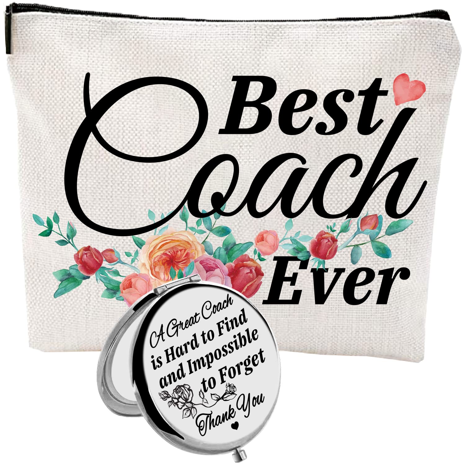 Coach Christmas Gifts for Women: Makeup Bag, Appreciation Gift for Basketball, Baseball & Soccer Coaches, White, Large