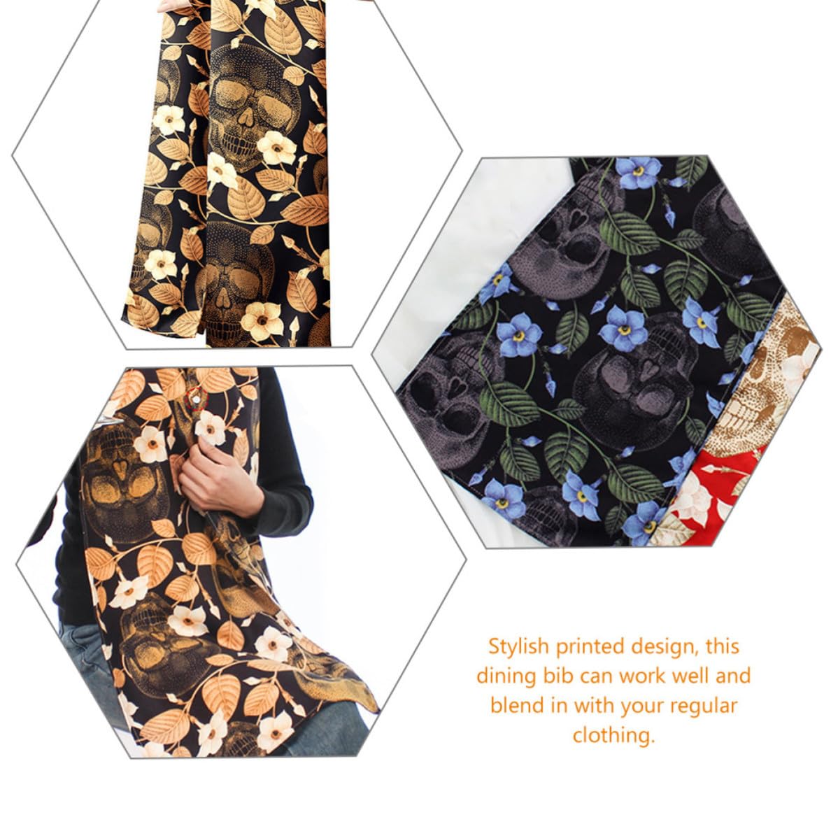 Abaodam 6 Stück Waschbarer Erwachsenen Lätzchen Essschal aus Polyester mit Vollem Schutz und Stilvollem Druckdesign für Senioren und Damen Beim Essen