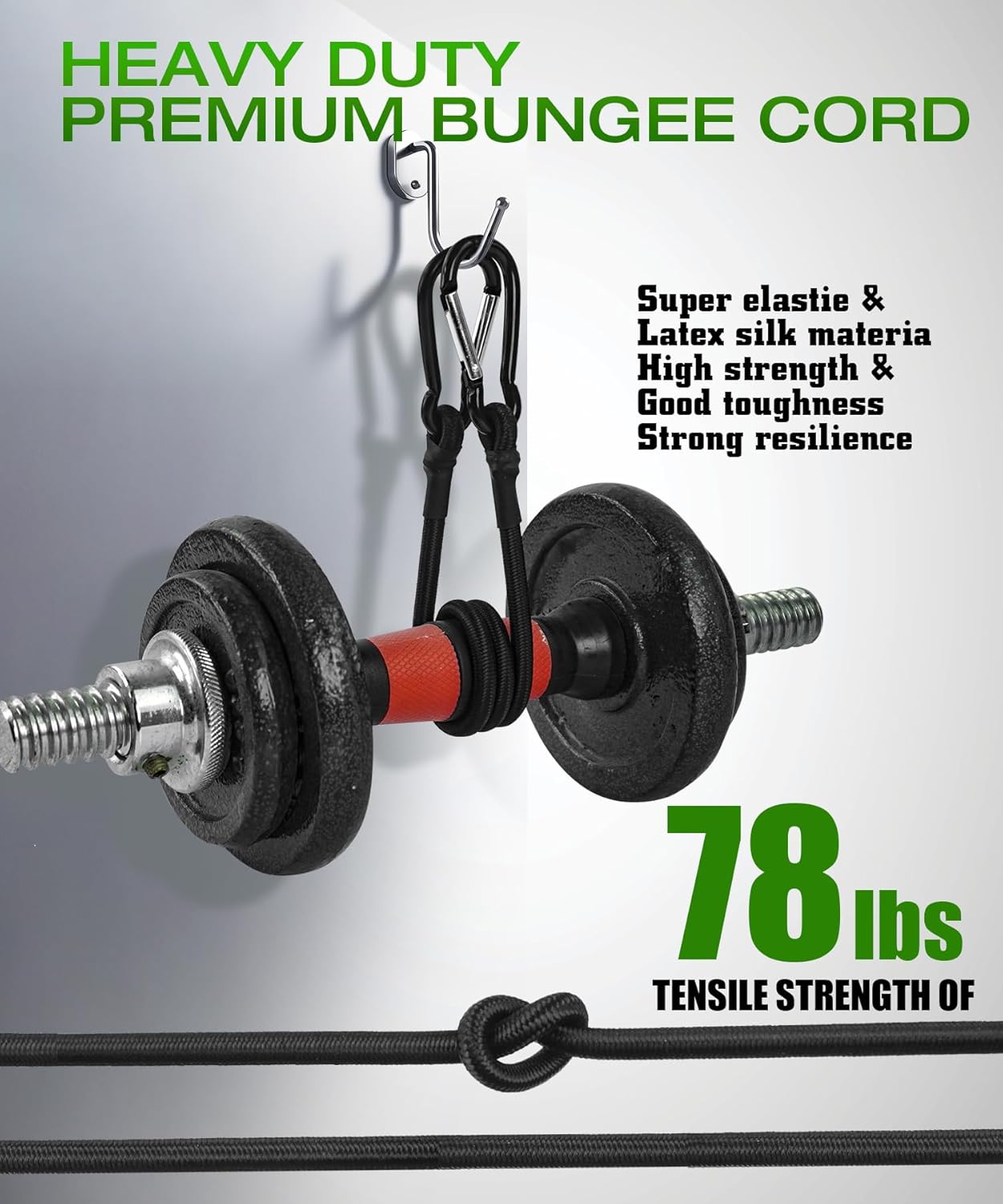 Bungee Cords with Hooks – 4 Pack 24" Heavy Duty Bungee Straps with Carabiner + 4 Ball Bungee Cords 8", for Kayak, Paddle Board, Truck, Camping, Garage,Camping Accessories – Max Load 78 lbs